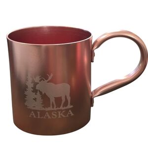 Alaska Souvenir Stainless Steel Copper Colored Mug With Moose Scene OS